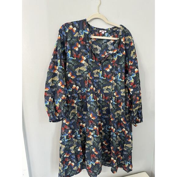 Johnny Was Dresses & Skirts - Johnny Was Dress Size L Butterfly Papillon Tiered Smock Tassel Cotton Boho Slip